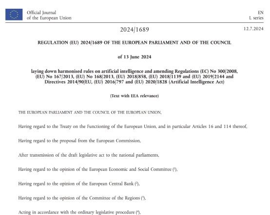 《欧洲人工智能法》最终官方文本发布-数字化转型网www.szhzxw.cn
