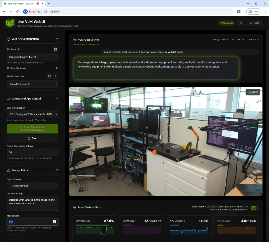 NVIDIA 开源 Live VLM WebUI：摄像头实时测试视觉语言模型——数字化转型网www.szhzxw.cn